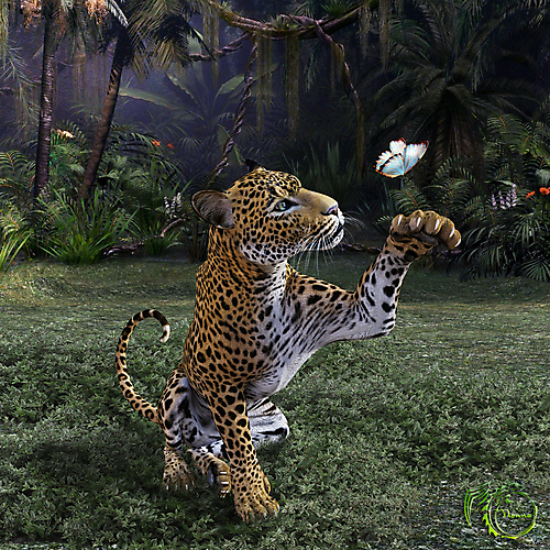 Леопардик с бабочкой